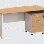 VL FD-12302 - Office table Beige+White 1.2m w/ Pedestal